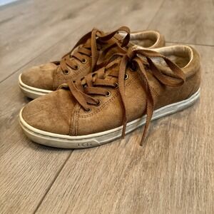 Ugg Suede lace Up Oxford Casual Shoes Women's Size 6 Brown‎ Tan